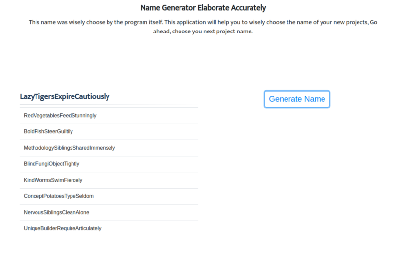 Project Name Generator
